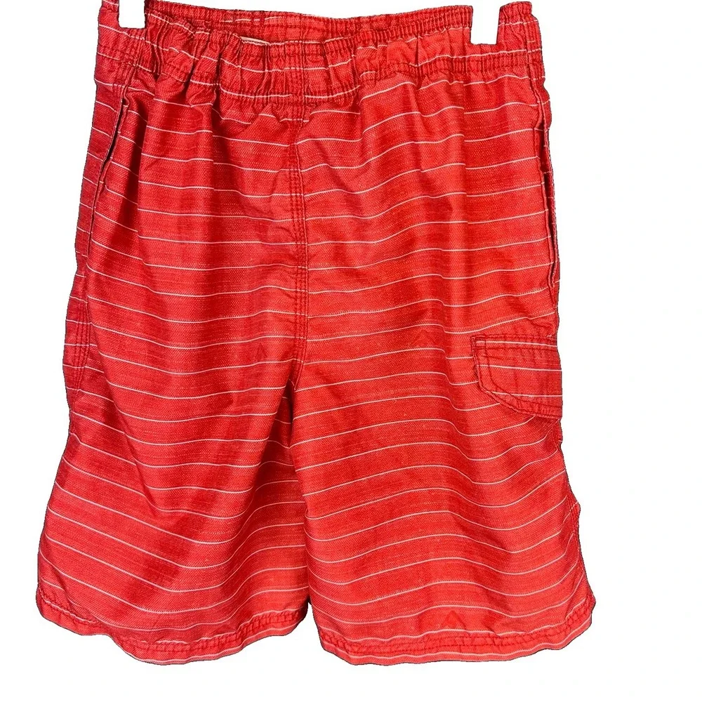 Kanu Surf Shorts Swim Trunks Youth M orange Striped Drawstring Pocket Mesh Lined